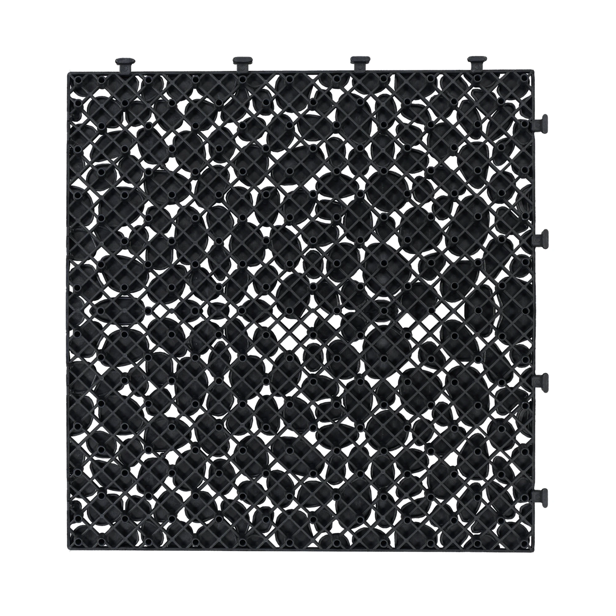 12 x 12 inch black interlocking deck tiles, plastic waterproofing, pebble pattern, pack of 12 by eprolo