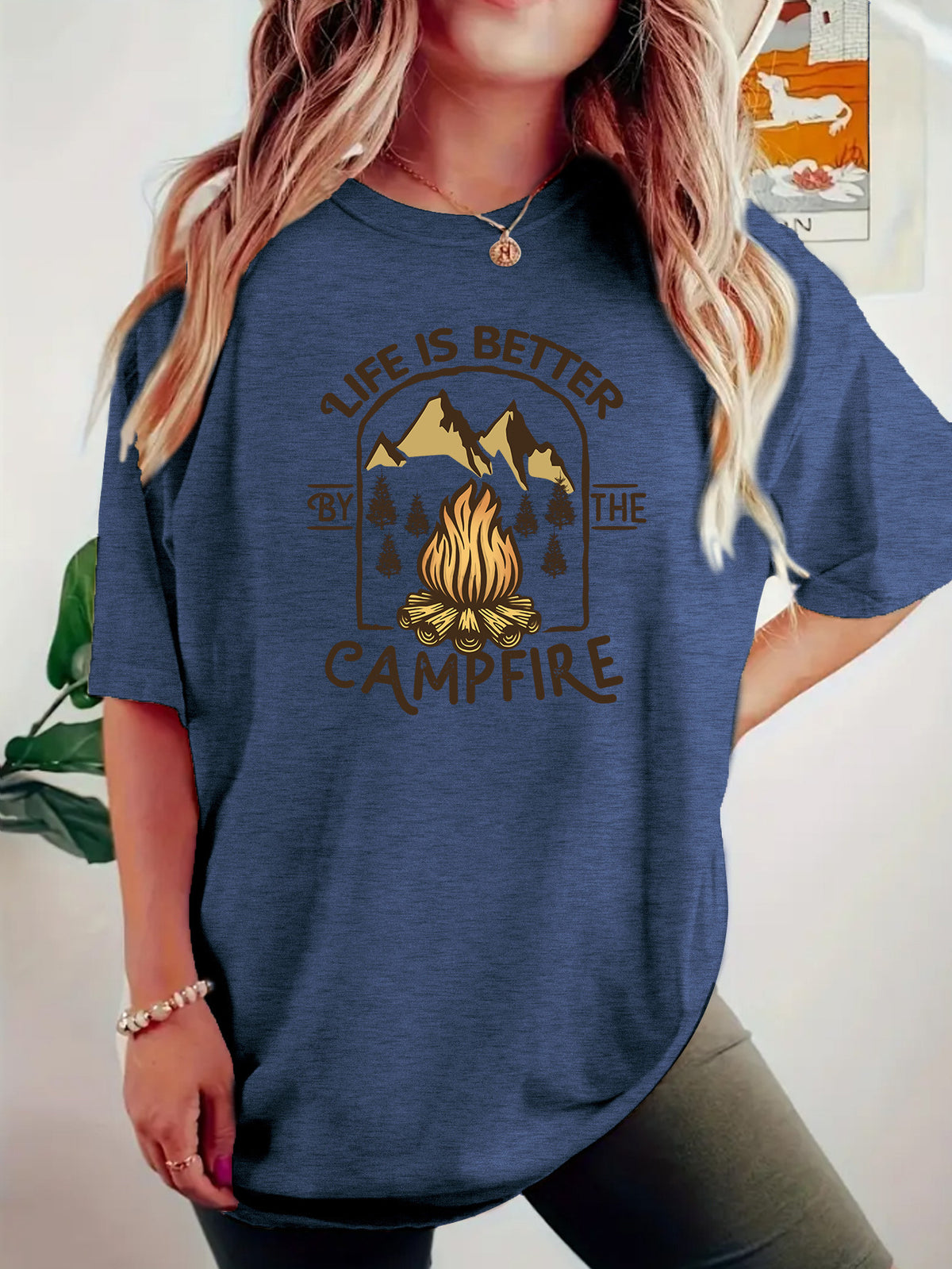 T-shirt de camping imprimé à manches courtes