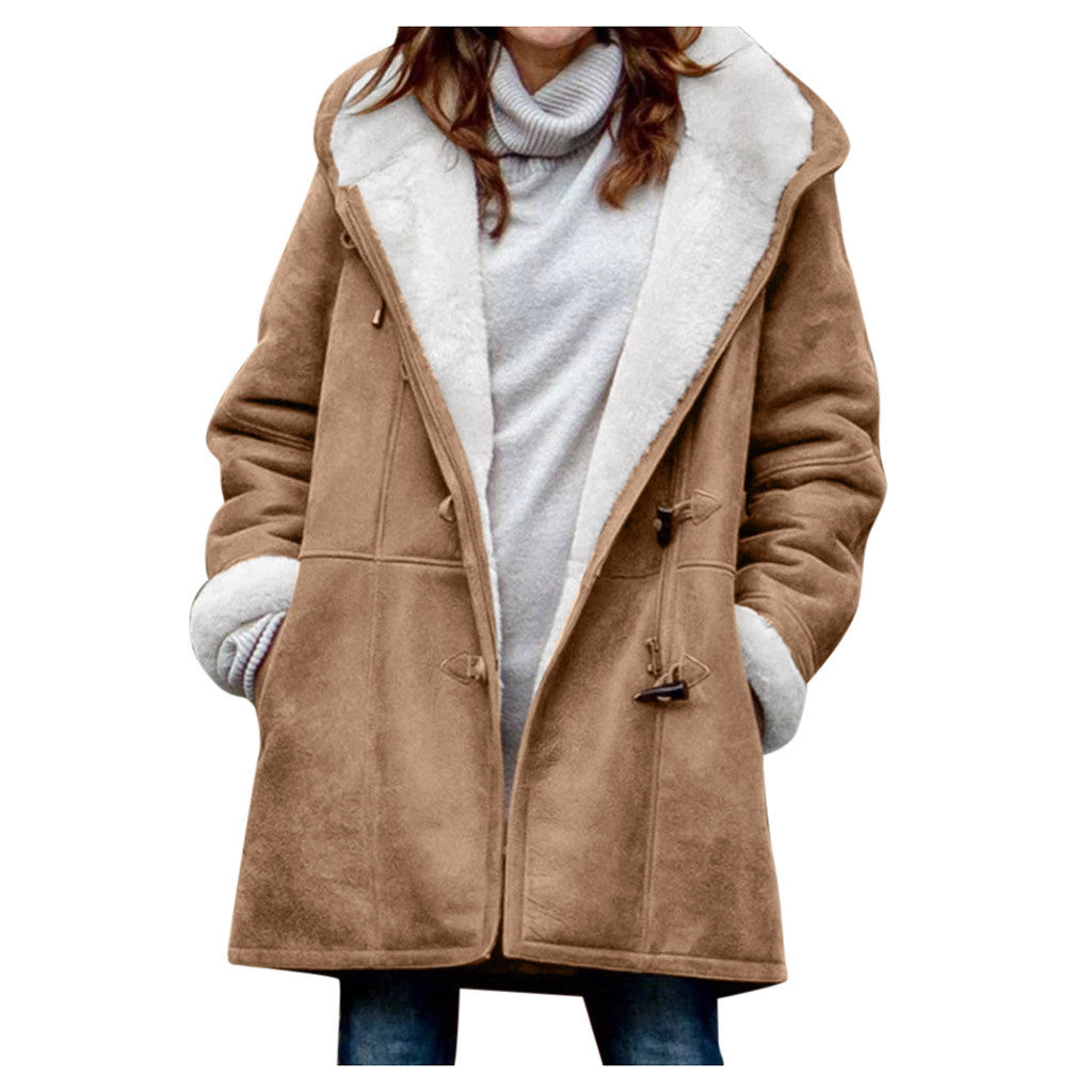 Manteau boutonnage hiver chaud à capuche avec poches Vêtements Femme