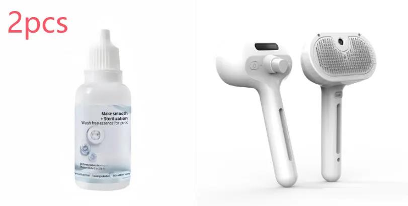 3pcs pet grooming set: white spray bottle and two white grooming devices