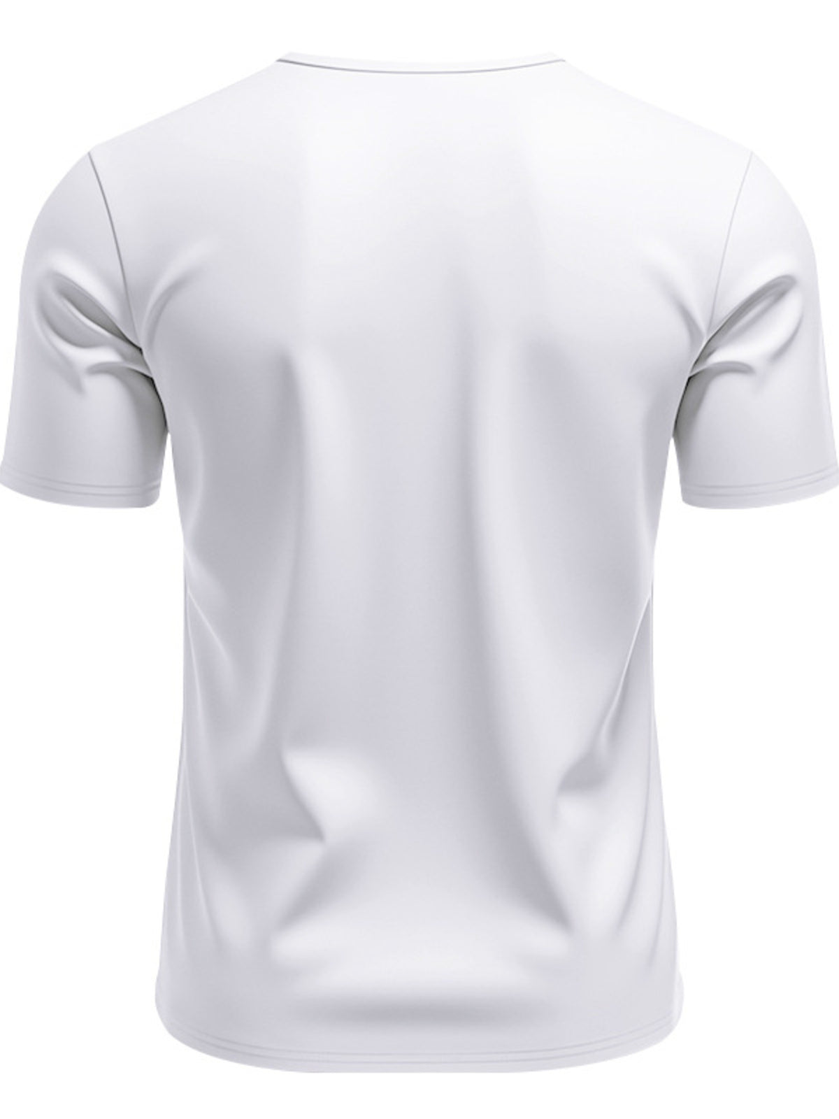 White men's short-sleeve T-shirt, back view, plus-size