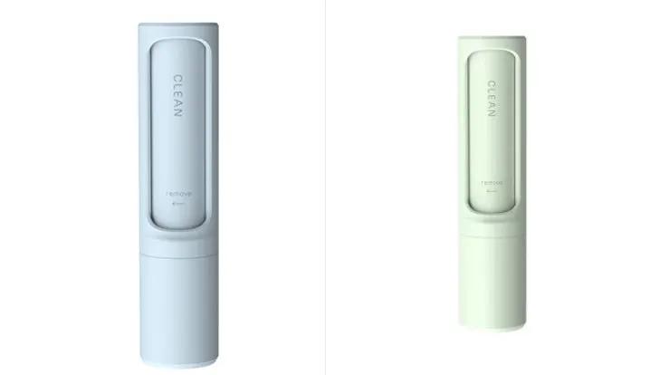 2-in-1 reusable pet hair remover brush duo in blue and mint; portable self-cleaning tool for cat and dog fur