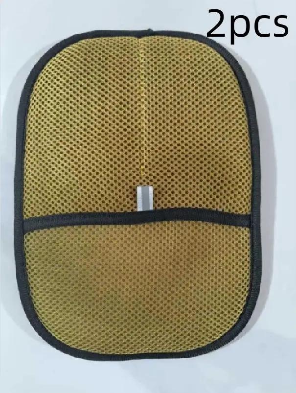 Pet hair remover gloves set, yellow mesh deshedding mitts, 2 pieces