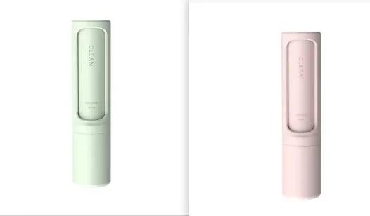 AdTec 2-1 Reusable Pet Hair Remover Brush, portable self-cleaning lint roller in pastel green and pink (2-pack)