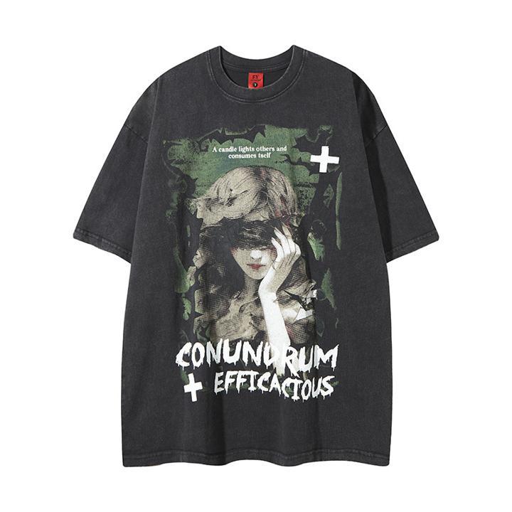 Chemise à manches courtes pour fille, imprimée de cire blanche craquelée, les yeux bandés