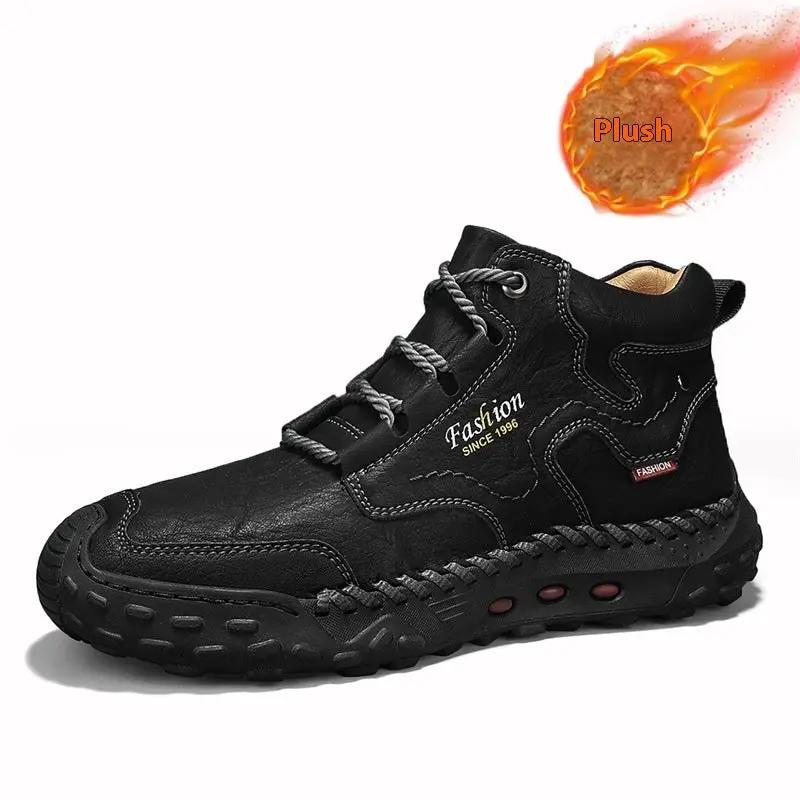 Crestview Thick Sole Martin Boot by AdTec, black leather boot built for all-day durability with rugged stitched design