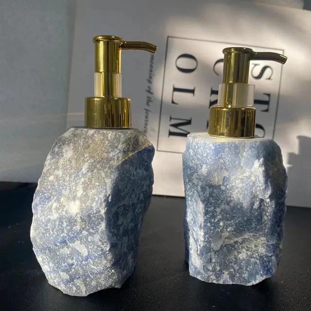 1 PCS Natural Pink Crystal Stone Press Bottle Dispenser 30ml Liquid Dispenser Shower Gel Wash Light Luxury Bathroom Accessory by eprolo