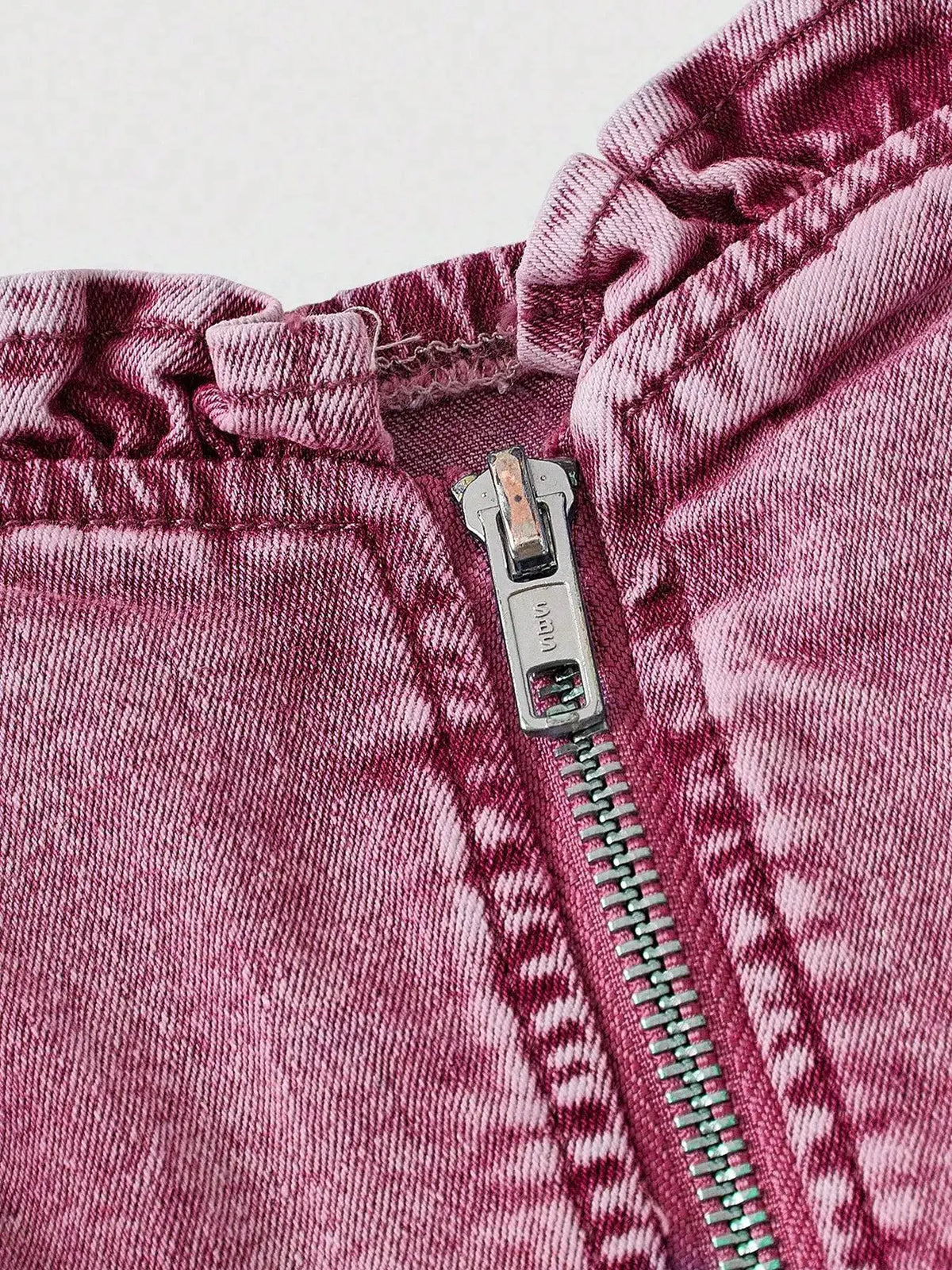 Denim cami top with sweetheart neckline by Trendsi in pink tie-dye with front zip