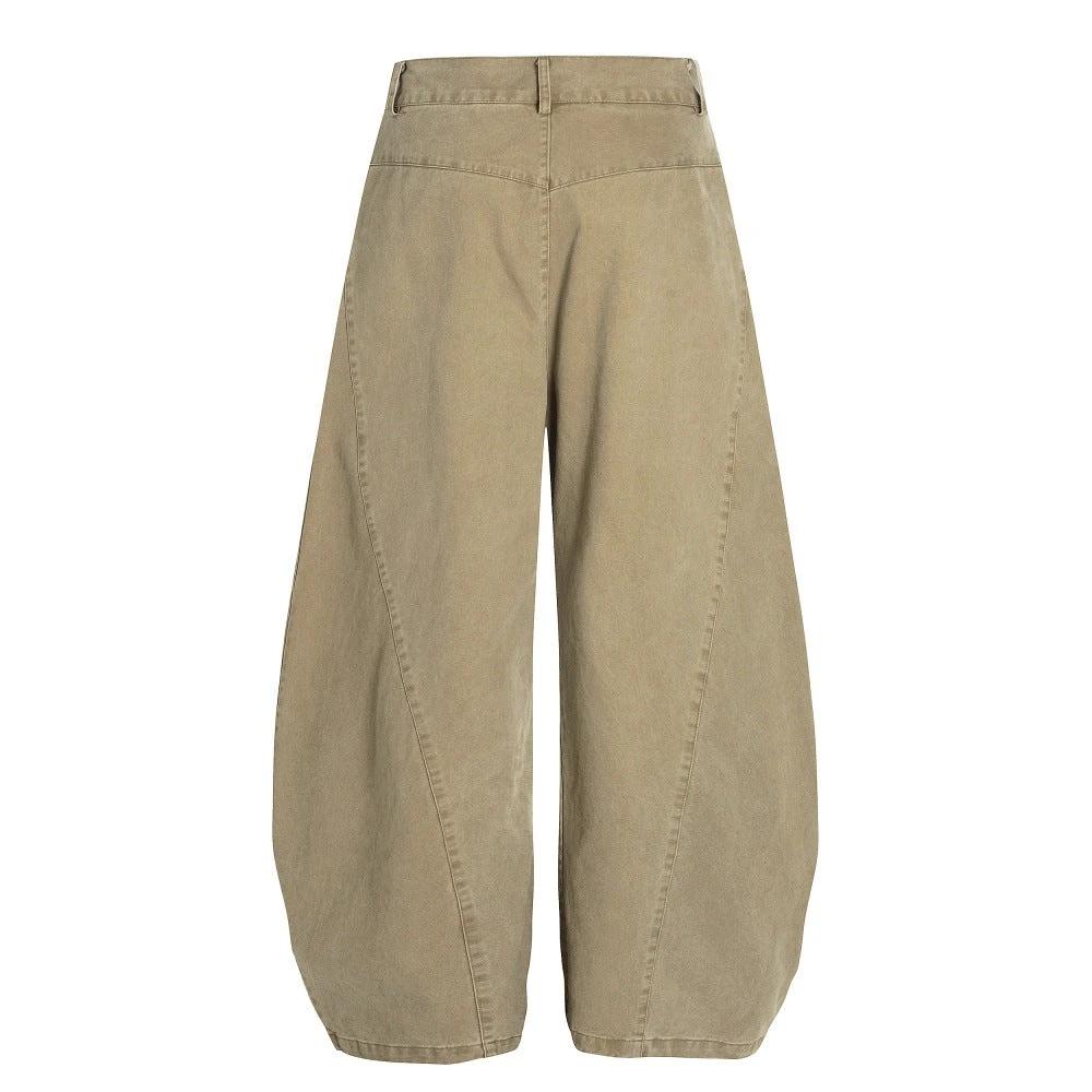 Washing Workwear Curved Knife Wide Leg Pants by eprolo
