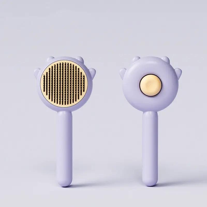 Lavender pet grooming combs for cats and dogs, 2-pack with gold-toned bristle plate