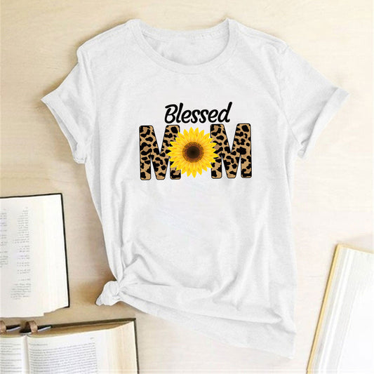 Camiseta Estampado Girasol Mujer Verano Moda Casual Señora