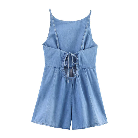 Combinaison courte en jean pour femme