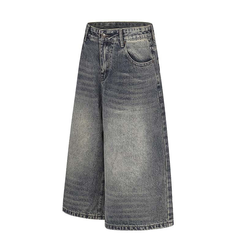 Denim cropped pants by eprolo, washed blue straight-leg style