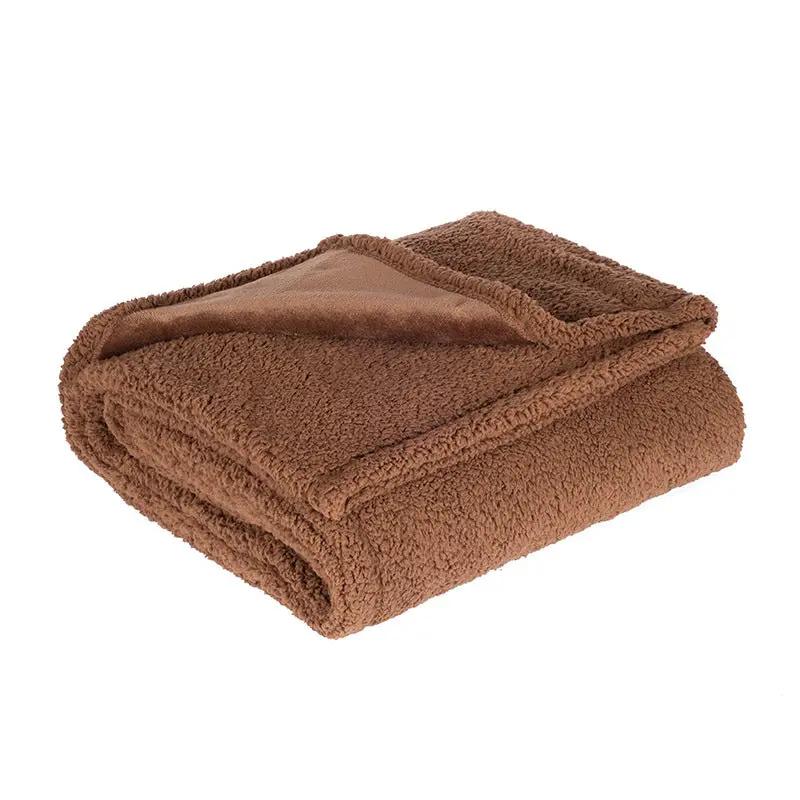 Water-proof blanket by AdTec in brown plush fleece with cotton velvet feel