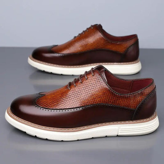 Strathmore Men British Minimalist Slip-On Leather Shoes, light sole, burgundy textured leather pair