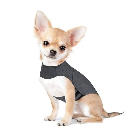 Dog anxiety jacket vest for pets in charcoal gray warm fabric