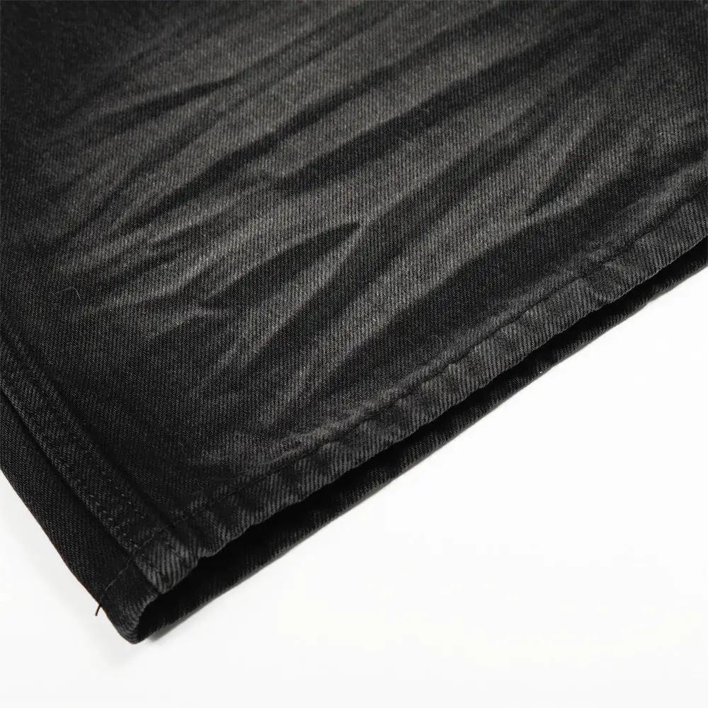 Denim jeans by eprolo, comfortable color-washed black straight-leg pants for casual wear