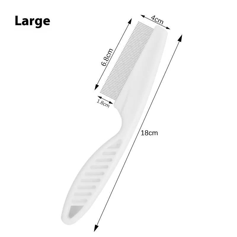 AdTec large white plastic pet grooming comb with long curved handle, 18 cm overall length