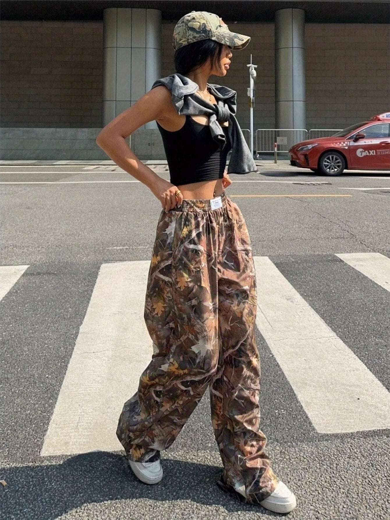 Pantalones casuales adelgazantes de hip hop, retro, de calle, con múltiples bolsillos, camuflaje, cargo, para mujer, Y2k, hip-hop, cargo, grunge, holgados