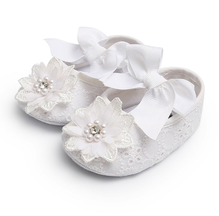 Zapatitos de bebé de mujer de encaje Floret, zapatitos de bebé de suela blanda, zapatitos para caminar, zapatitos de princesa