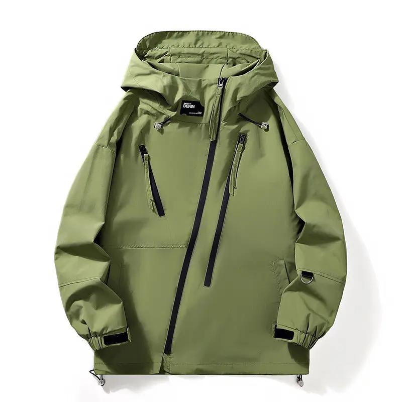Men's workwear jacket by AdTec in olive green with hood and zip pockets