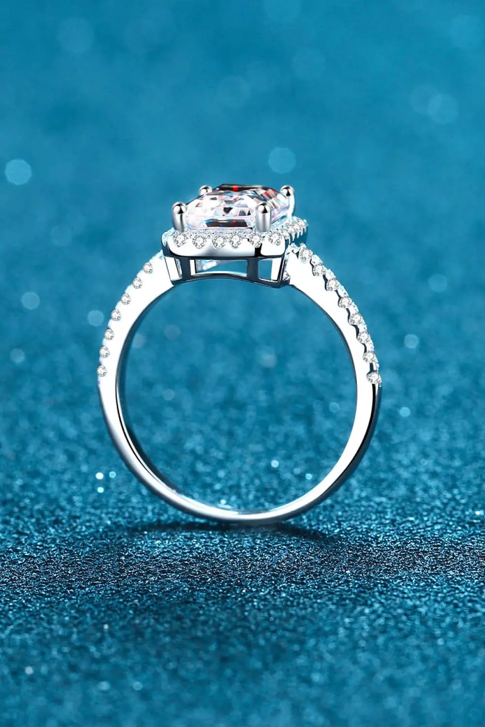 2ct moissanite halo ring in 925 sterling silver with pave band