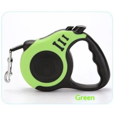 AdTec green automatic telescopic dog leash with black handle and metal clip