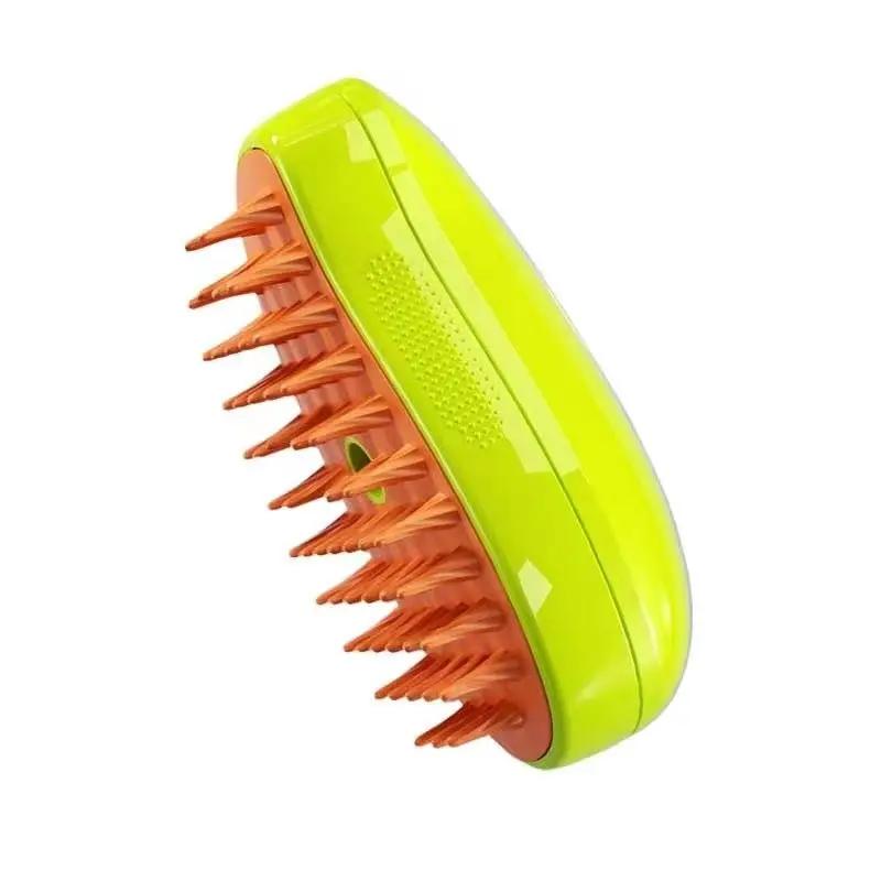 AdTec 3-in-1 pet brush with lime green body and orange bristles