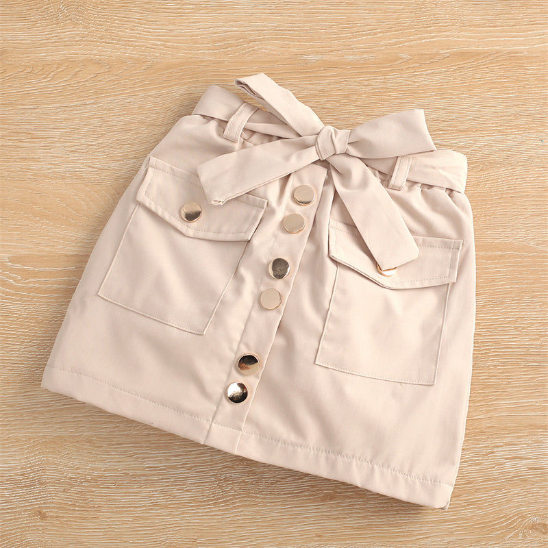 Ensemble Jupe Patineuse Nœud Top Veste Manches Longues Revers Courts Transfrontalier
