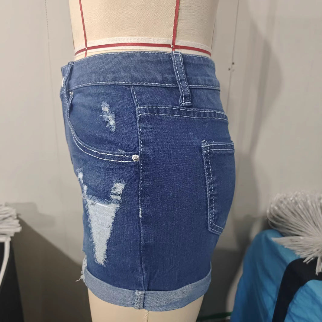 Shorts en jean élastique pour femme
