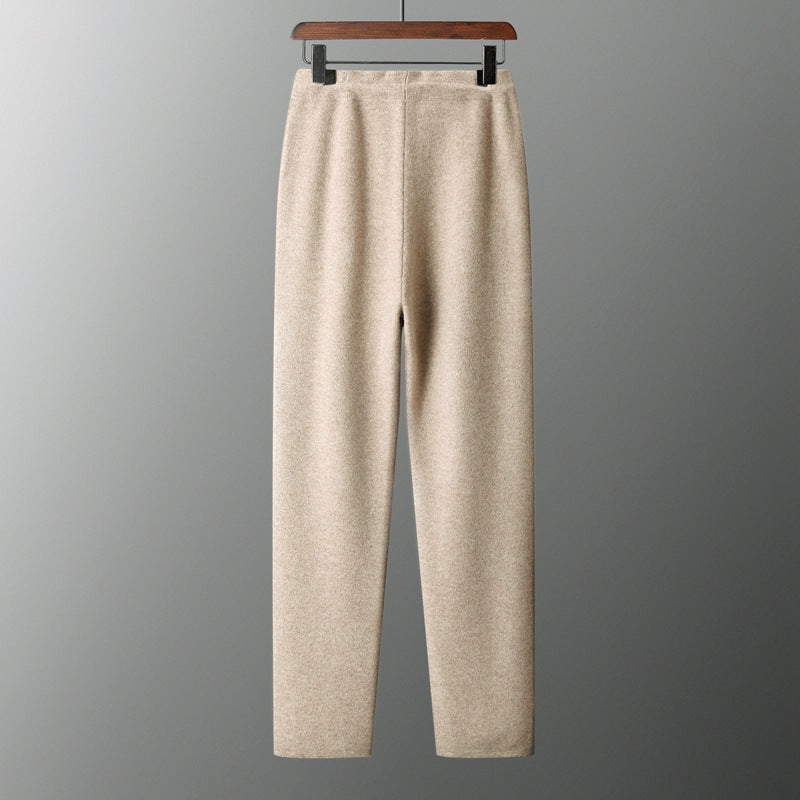 Men's beige 100% Australian wool pants; part of a cardigan jacket set
