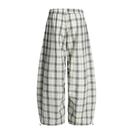 Loose Plaid Casual Curved Knife Pants by eprolo