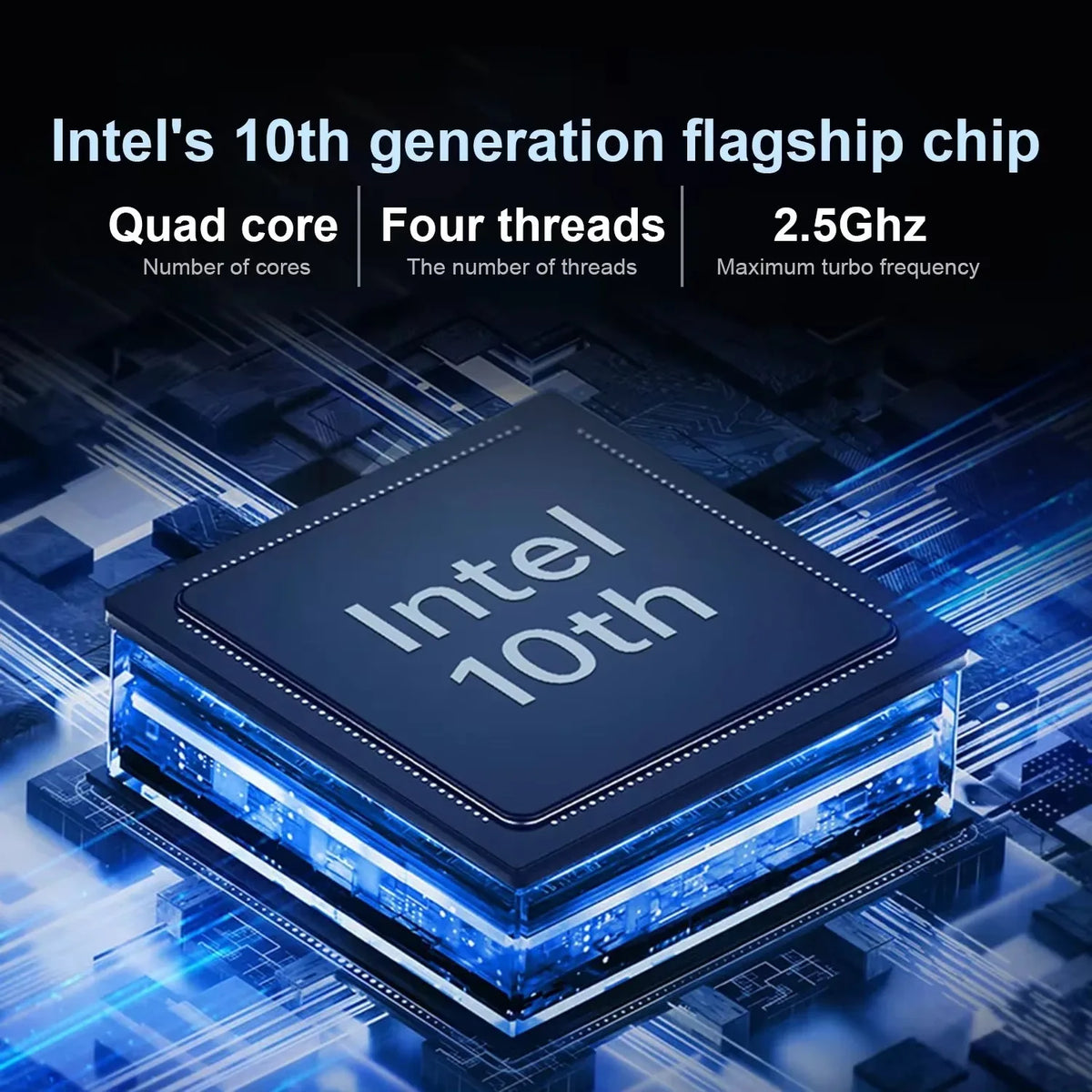 New Ultra Slim Laptop display featuring Intel 10th-gen flagship chip with quad-core, four threads, 2.5GHz