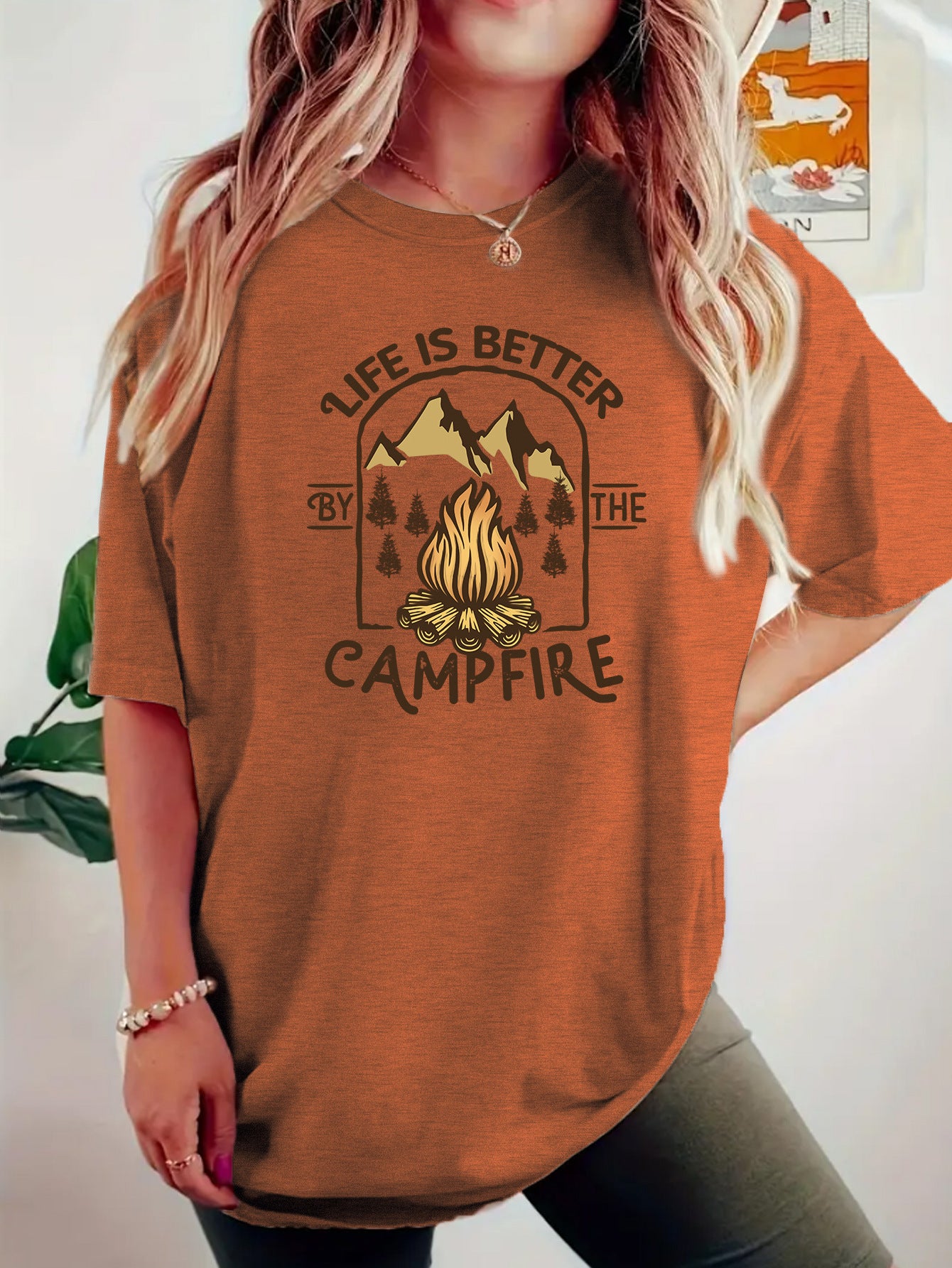 T-shirt camping printed short sleeved shirt