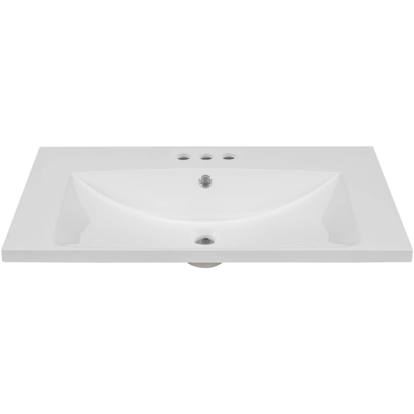 30" Single Bathroom Vanity Top with White Basin, 3-Faucet Holes, Ceramic, White by eprolo