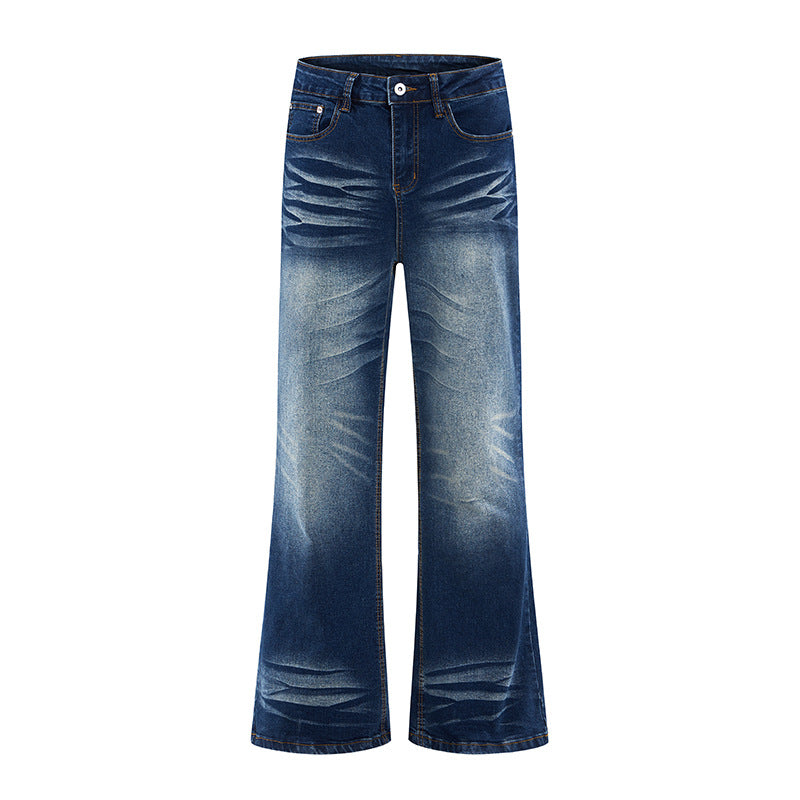 Street Style Slim Fit Stretch Flared Jeans by eprolo in blue denim.