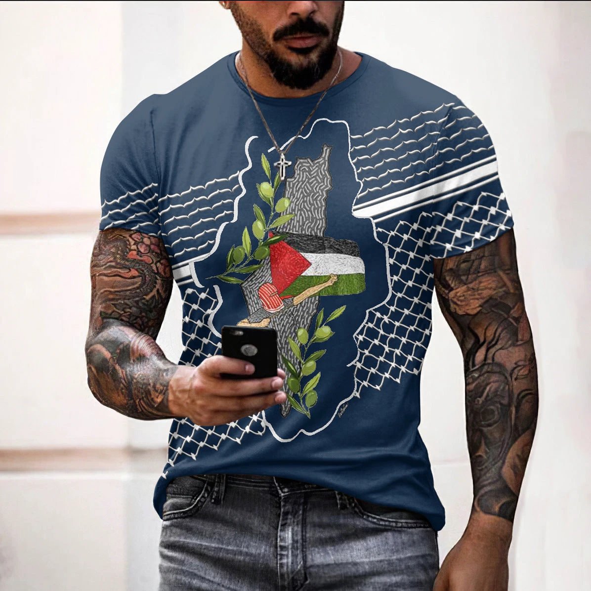 3D printed T-shirt men's summer Viking top casual short sleeved shirt by eprolo