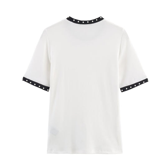 Versatile artificial pearl T-shirt for women