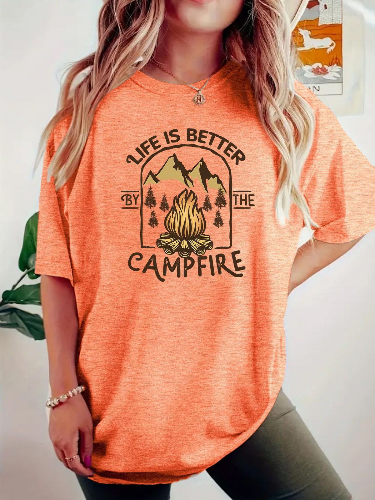T-shirt de camping imprimé à manches courtes