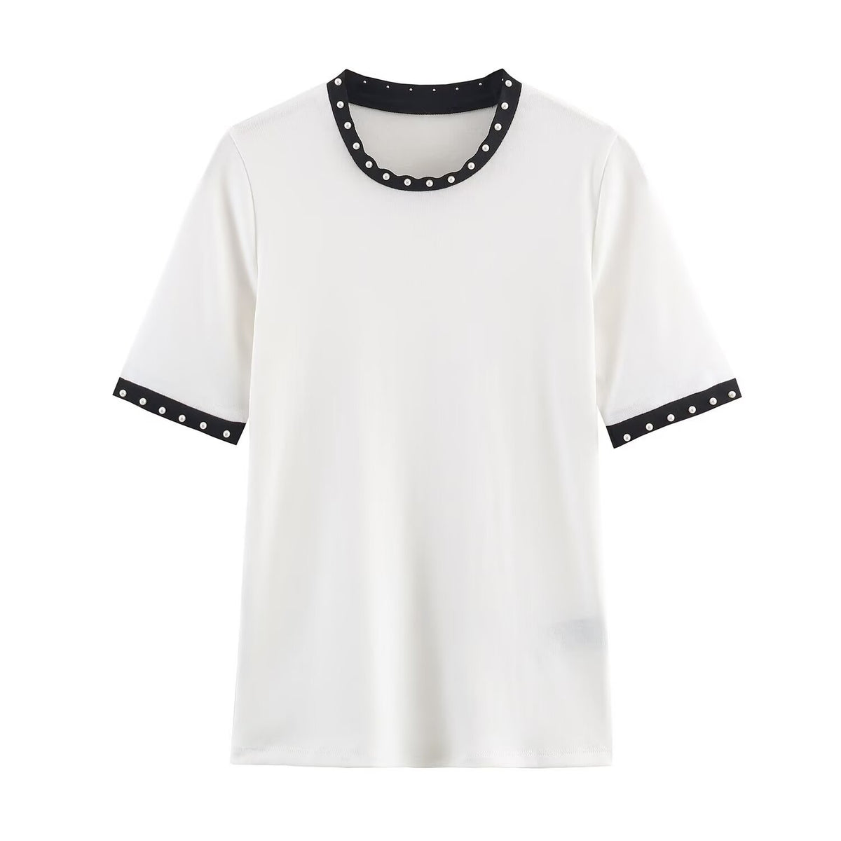 T-shirt polyvalent pour femme avec perles artificielles