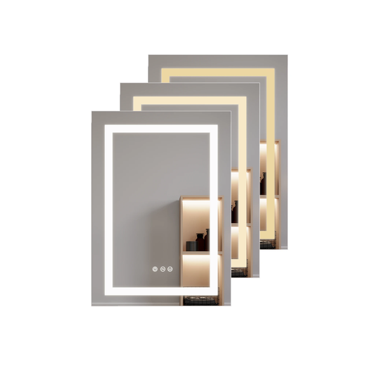 26x20 inch(Left Door) bathroom medicine cabinet with LED mirror 3000K~6000K single door lighting bathroom cabinet with touch switch adjusta by eprolo