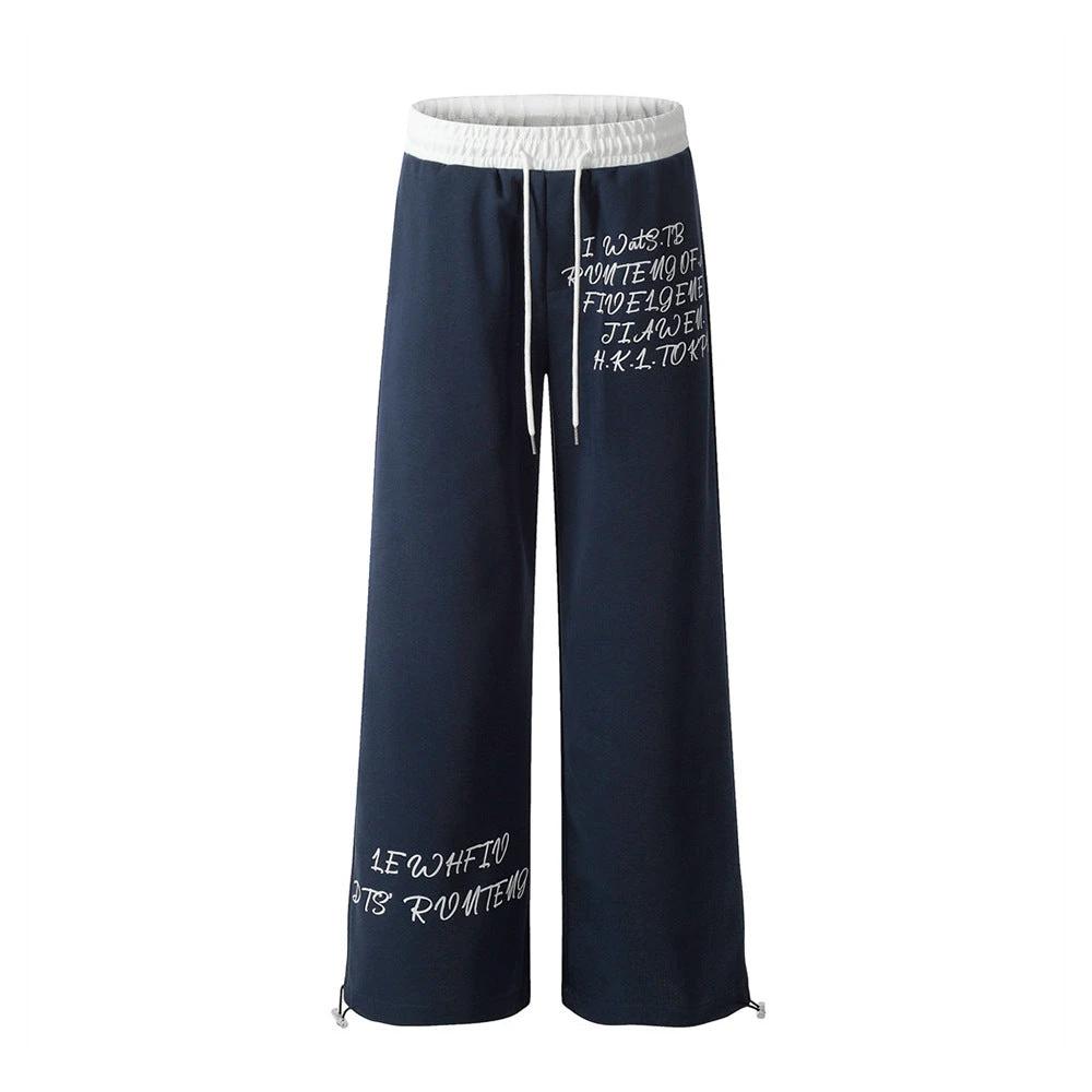 Color Blocked Waist and Fake Two Loose Pants by eprolo