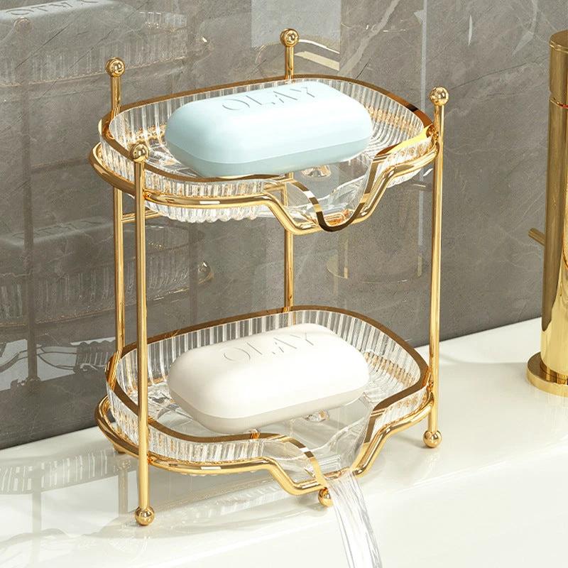 Soap box wall-mounted double-layer soap rack no punching by eprolo