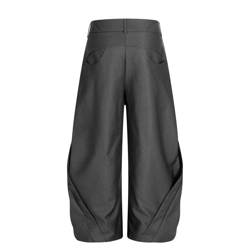 Solid Color Loose Curved Knife Pants by eprolo