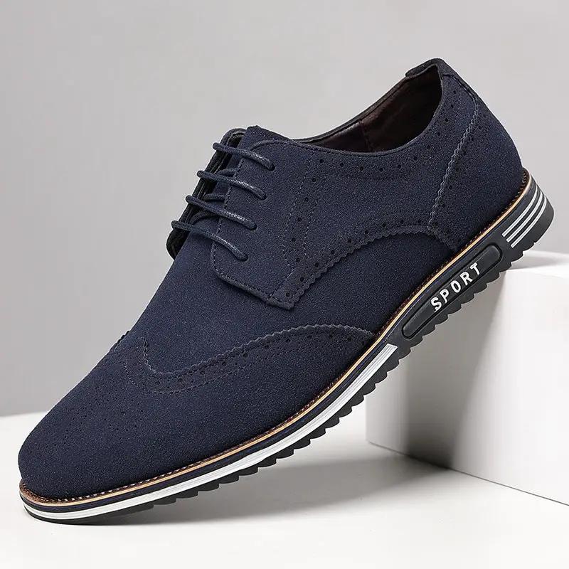Harrington carved leather shoes by eprolo, navy with a distinct white sole