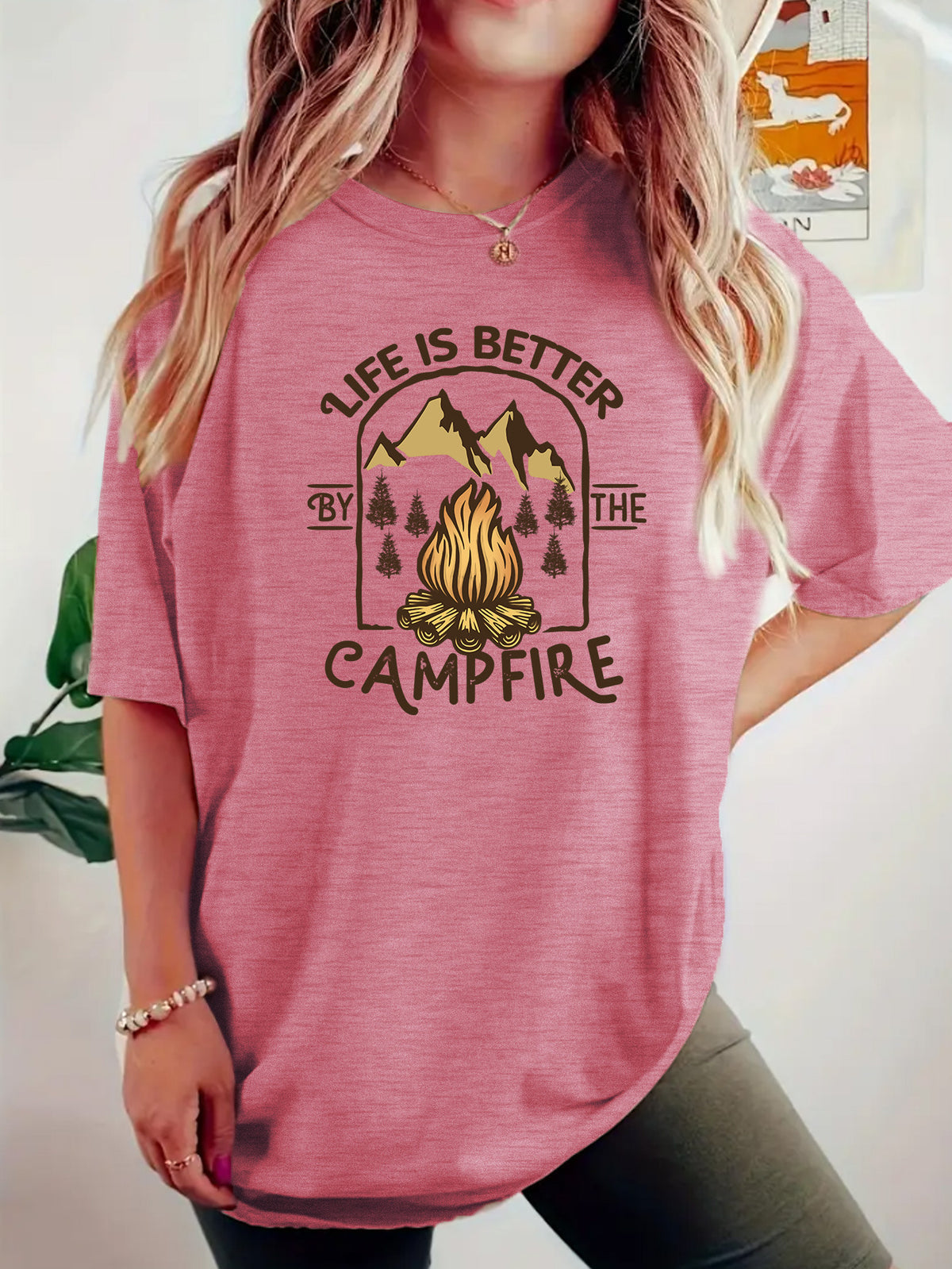 T-shirt de camping imprimé à manches courtes
