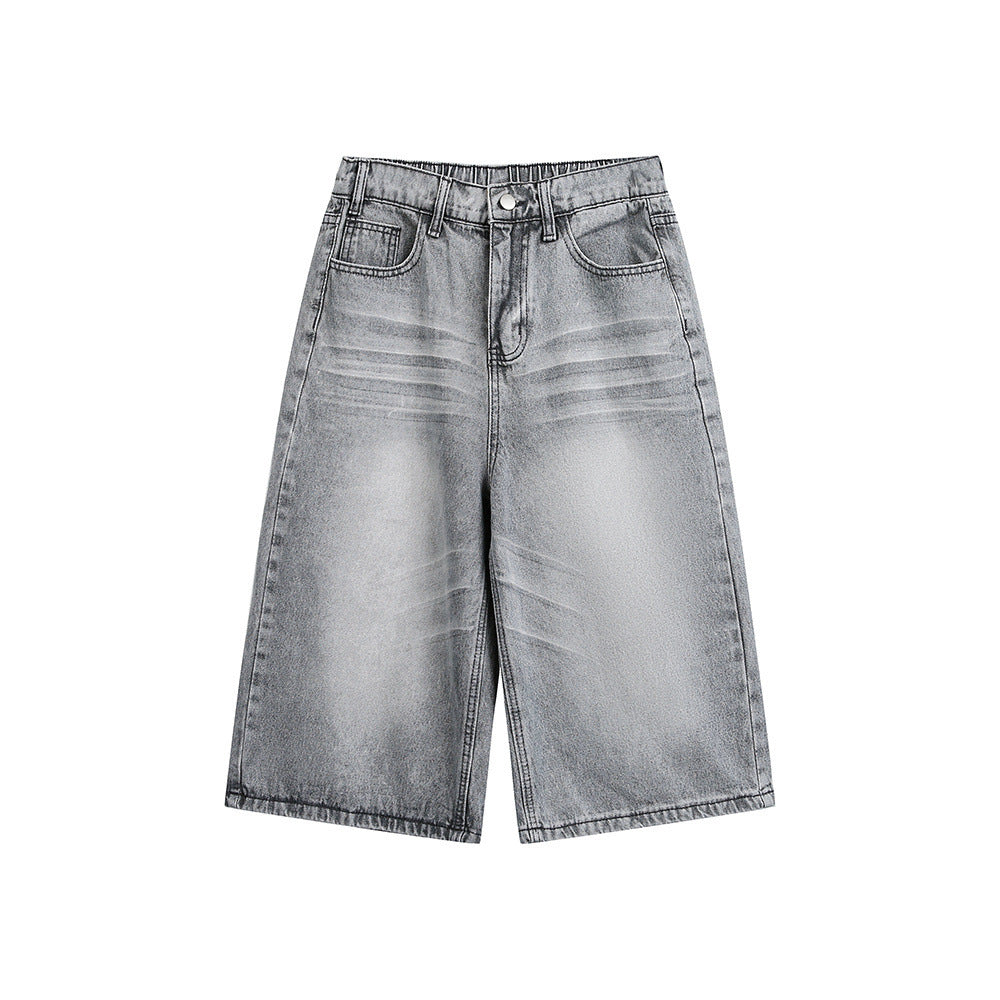eprolo cropped denim jeans, vintage washed gray, street fashion
