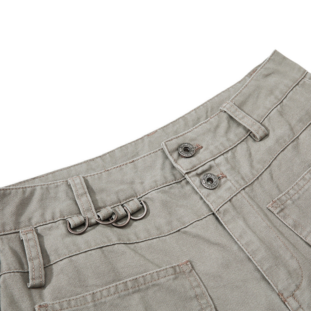 eprolo Loose Wide-Leg Jeans, relaxed fit light gray denim with belt loops