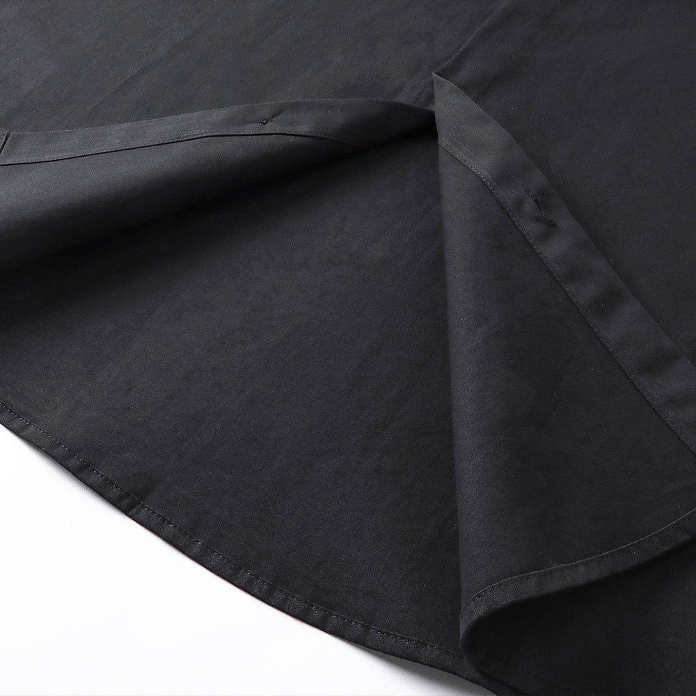 Cross printed short sleeve shirt in black fabric for street style