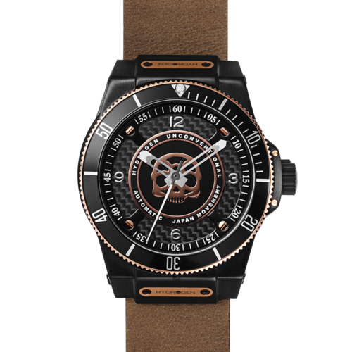 Sportivo Black Brown Nato watch by PrimeCanada.Store with black case, brown NATO strap and rose-gold bezel.